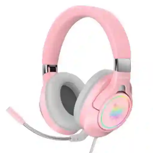 Audifonos Diadema Gamer Onikuma K15 Rosados Con Luz Rgb Led Color Rosa