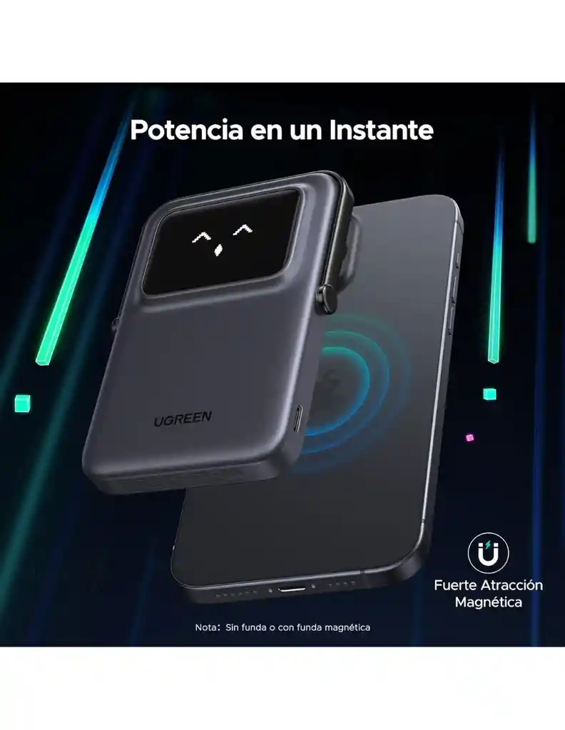 Power Bank Ugreen Magsafe Mini 5000mah 20w Con Pantalla Gris