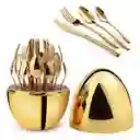 Juego De Cubiertos 24 Pcs Acero Inoxidable Lujo Base Huevo