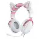 Audifonos Gamer Onikuma X10 Orejas Blancos Con Rosado Rgb Color Blanco