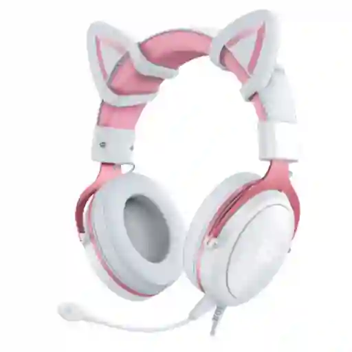Audifonos Gamer Onikuma X10 Orejas Blancos Con Rosado Rgb Color Blanco