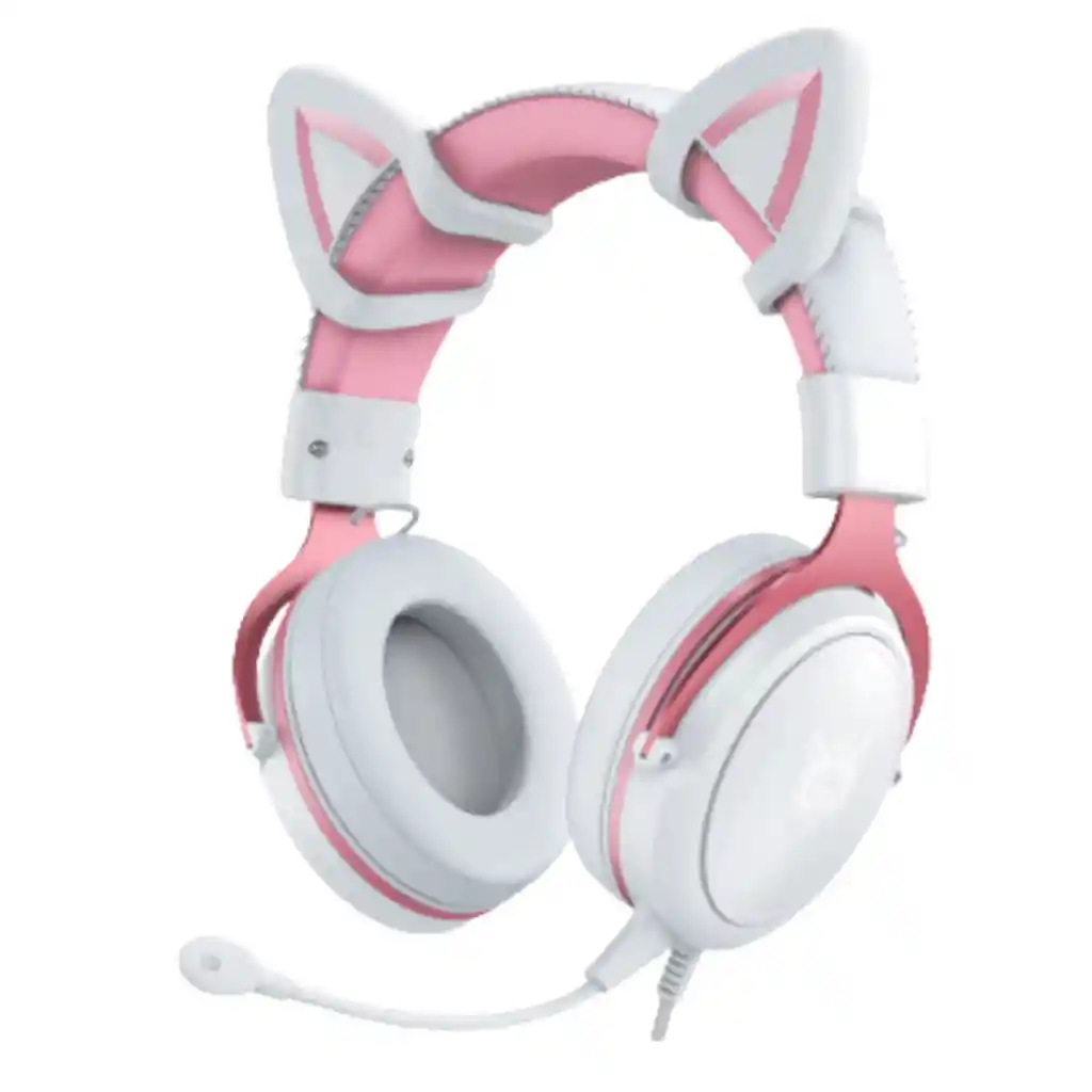 Audifonos Gamer Onikuma X10 Orejas Blancos Con Rosado Rgb Color Blanco