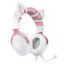 Audifonos Gamer Onikuma X10 Orejas Blancos Con Rosado Rgb Color Blanco
