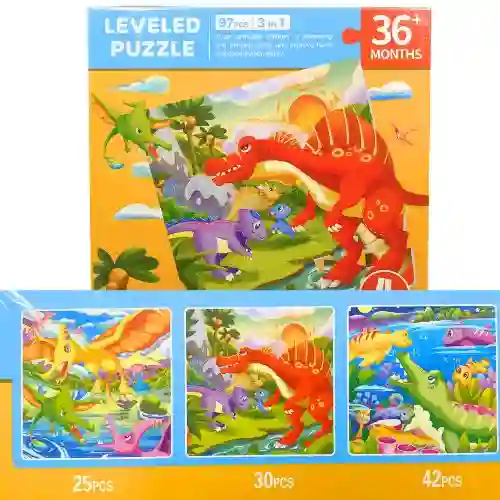 Rompecabezas 3 En 1 - Dinosaurios