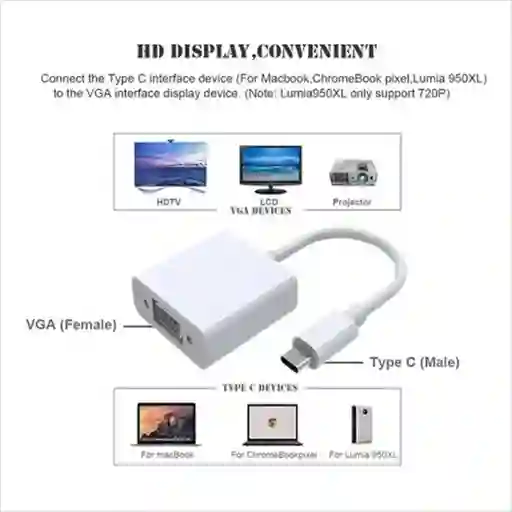 Convertidor Unitec Usb-c A Vga (tipo-c)