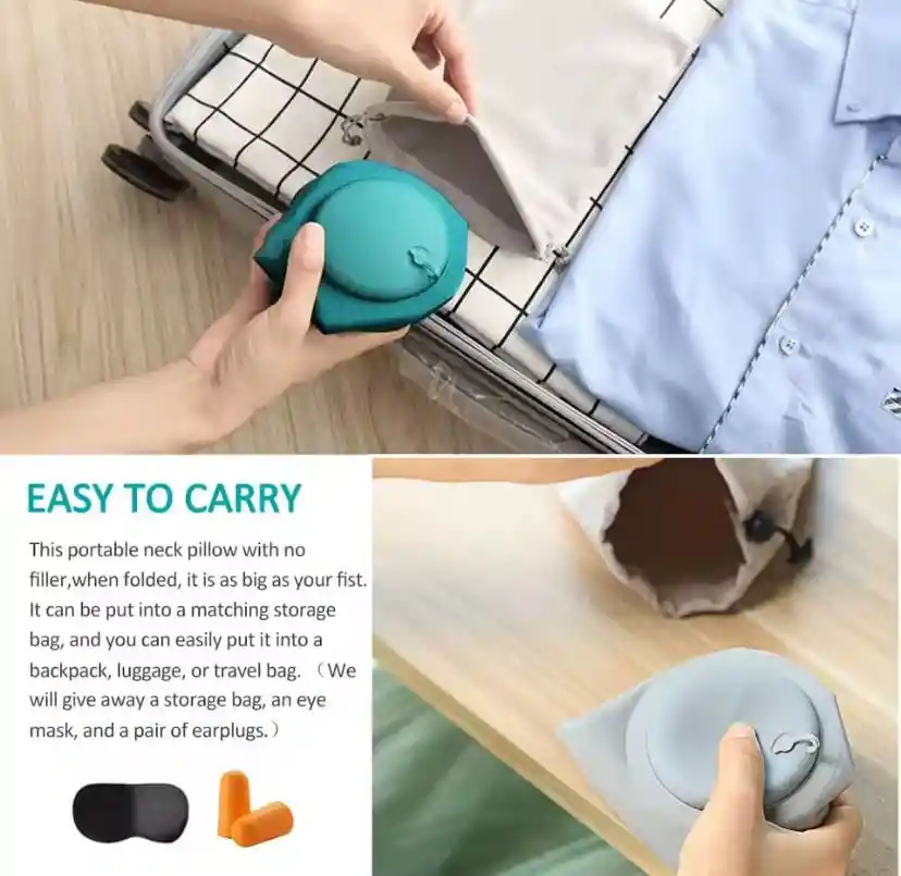 Kit De Viaje Almohada Cervical Inflable Automática