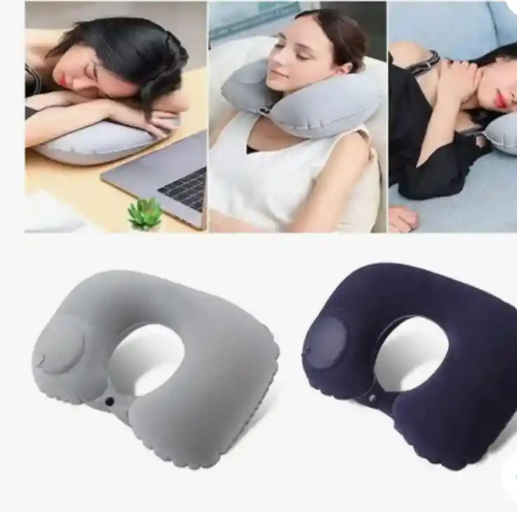 Kit De Viaje Almohada Cervical Inflable Automática