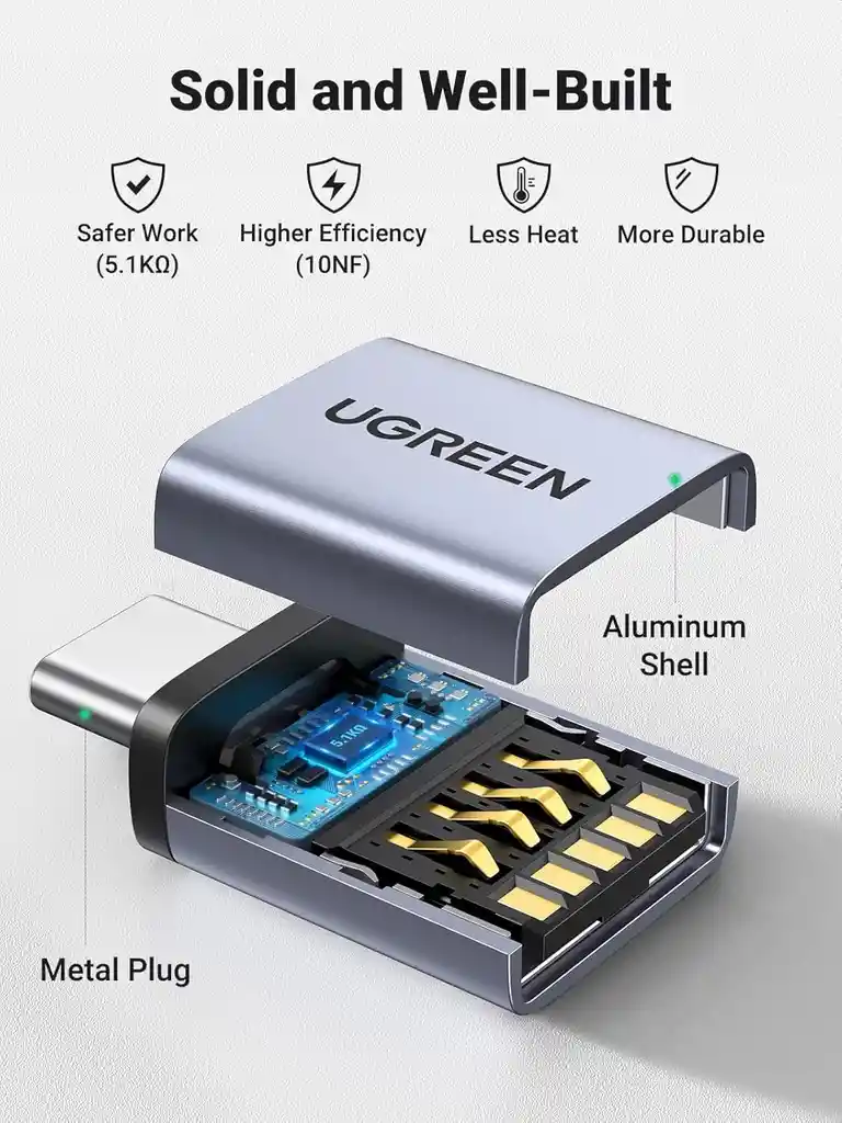 Adaptador Usb C A Usb A 3.o Hembra, Ugreen Color Plateado