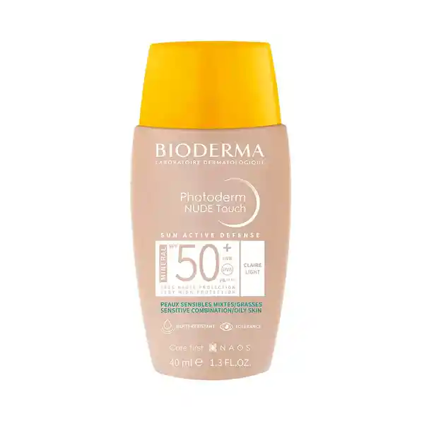 Bioderma Photoderm Nude Touch Claro Spf 50+ Protector Solar Para Piel Mixta A Grasa 40ml