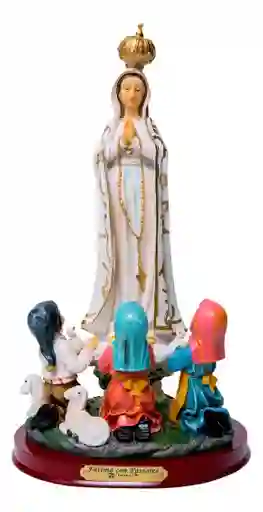 Figura Religiosa Fátima Con Pastores 22cm Porcelana Italiana Firenzi