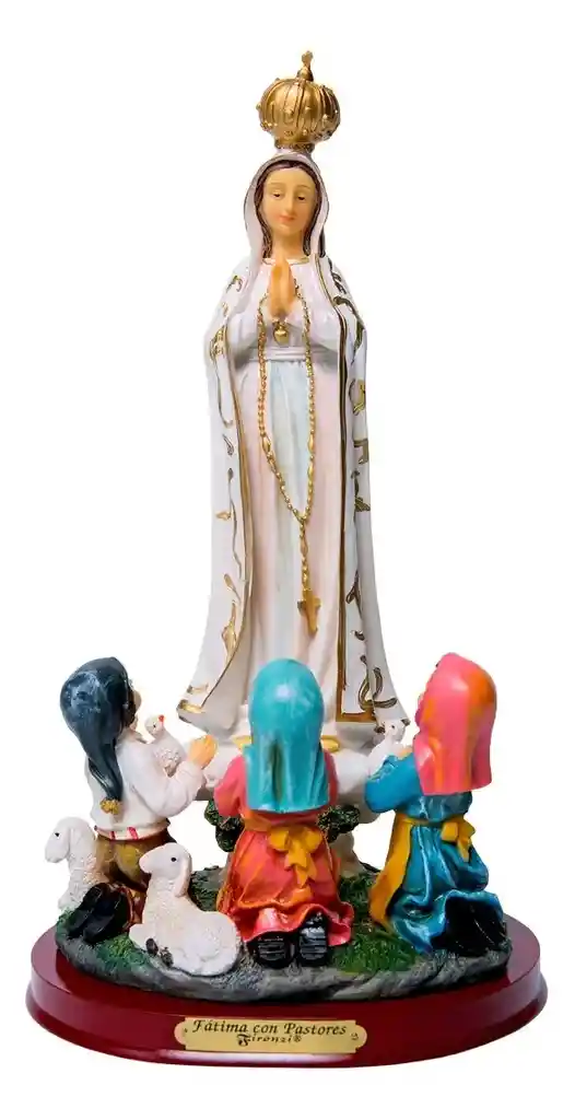 Figura Religiosa Fátima Con Pastores 22cm Porcelana Italiana Firenzi