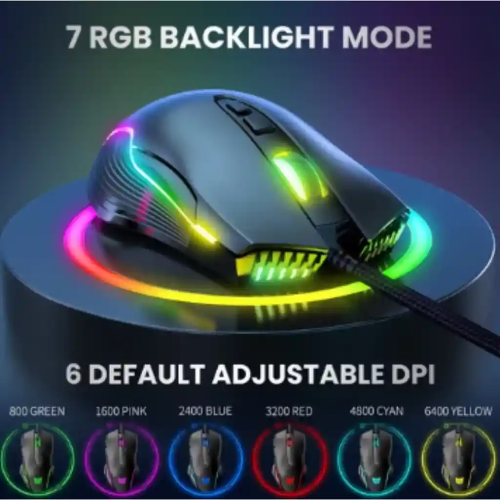 Mouse Gamer Onikuma Cw905 Negro 7 Botones Usb Negro