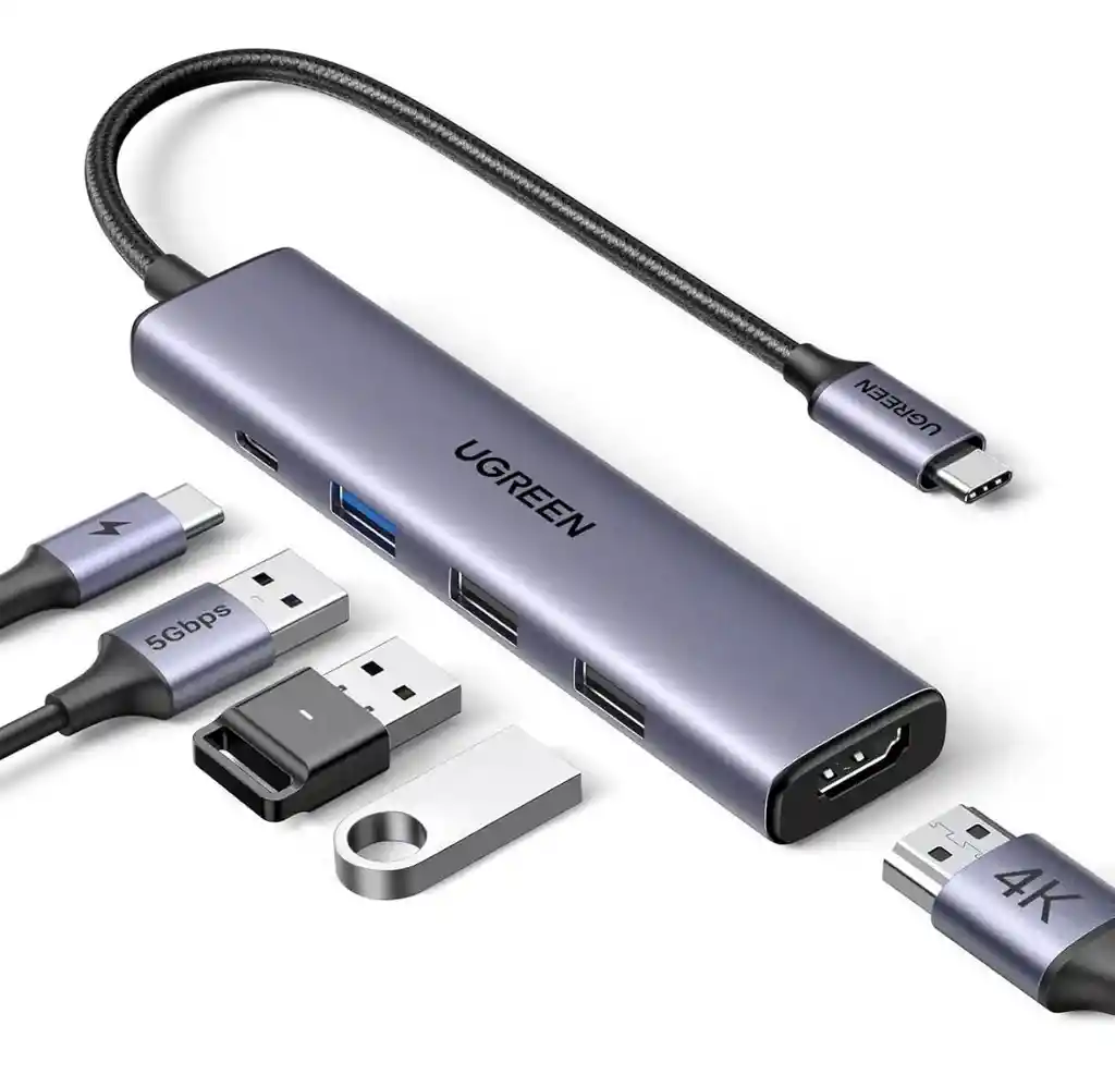 Adaptador Ugreen Hub Usb Ethernet 5 En 1 Alta Velocidad