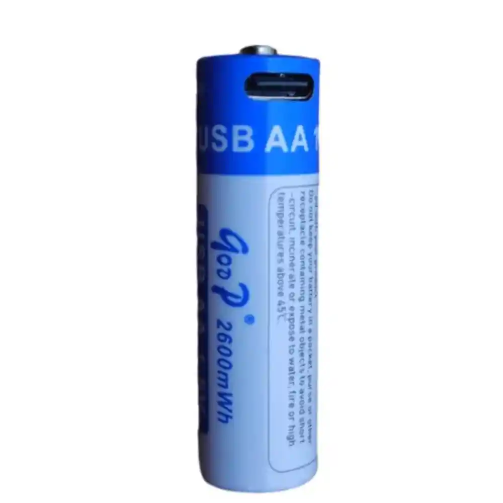 Bateria Pilas Recargable R6 2600 Mah X4 Und Usb Tipo C Goo P