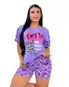 Conjunto De Pijama Estampada De Dos Piezas