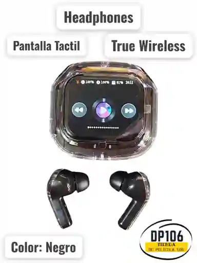 Headphones True Wireless Audifonos Bluetooth Negros