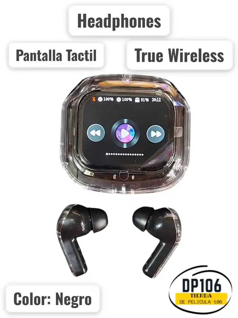 Headphones True Wireless Audifonos Bluetooth Negros