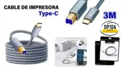 Cable Para Impresora Tipo C De 3 Metros