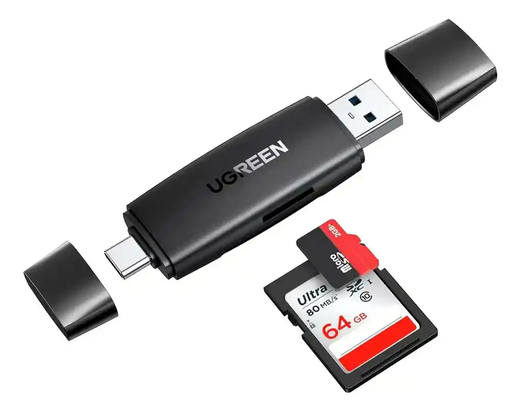 Ugreen Adaptador Doble Puerto Usb-c/usb 3.0 Lector Tarjetas