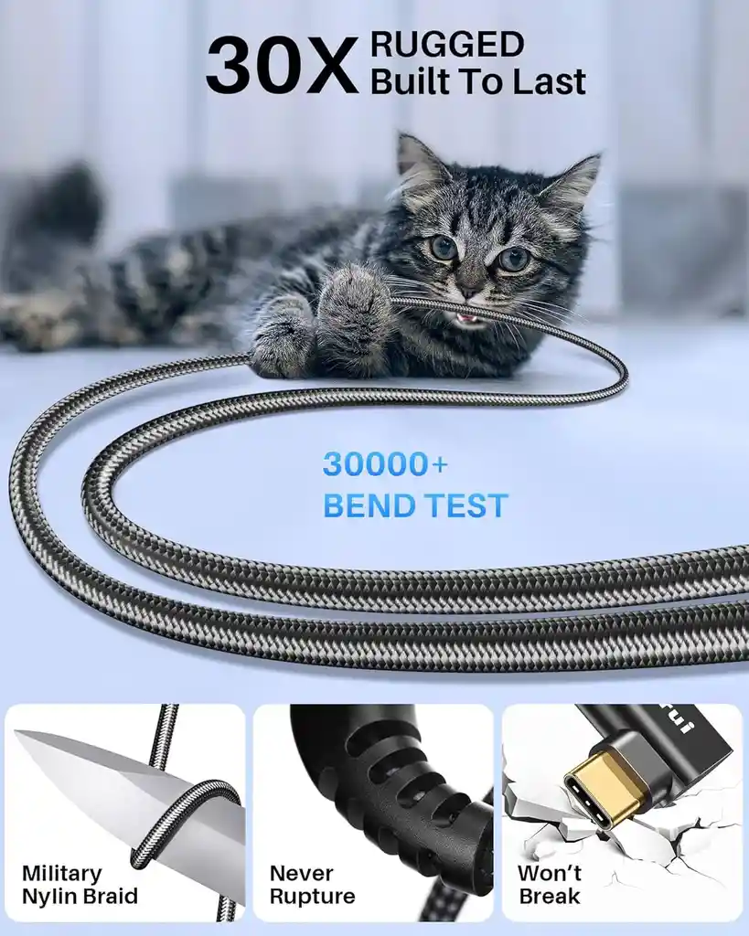 Cable Usb C Thunderbolt 4 Carga 240w Video 4k/8k Angulo Rect