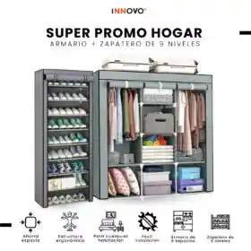 Clóset Armable 3 Cuerpos Con Zapatero 9 Niveles Organizador De Ropa Zapatos Práctico