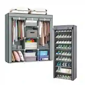 Clóset Armable 3 Cuerpos Con Zapatero 9 Niveles Organizador De Ropa Zapatos Práctico