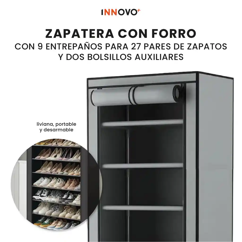 Clóset Armable 3 Cuerpos Con Zapatero 9 Niveles Organizador De Ropa Zapatos Práctico