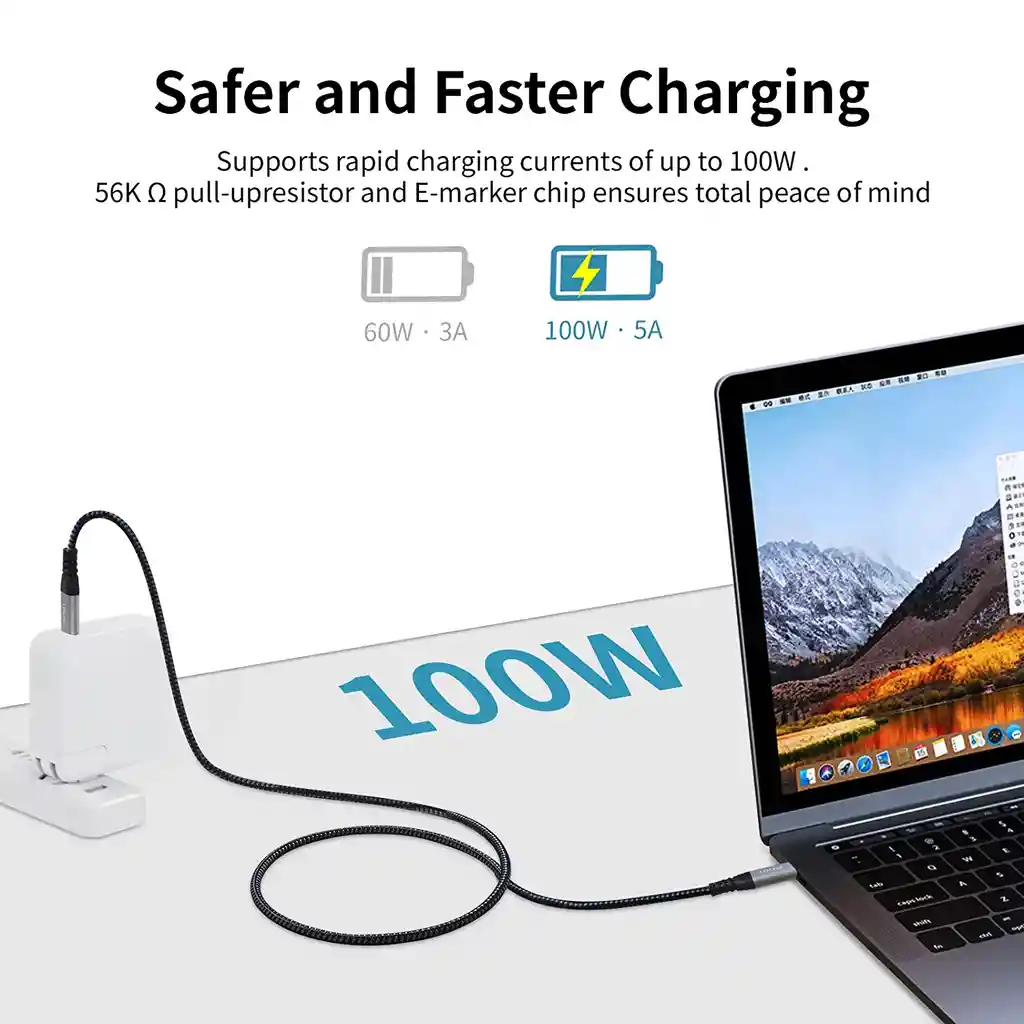 Cable Usb Tipo C Thunderbolt 5k 60 Hz 2 Metros