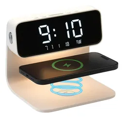 Reloj Despertador Alarma Led Carga Inalámbrica Para Celular