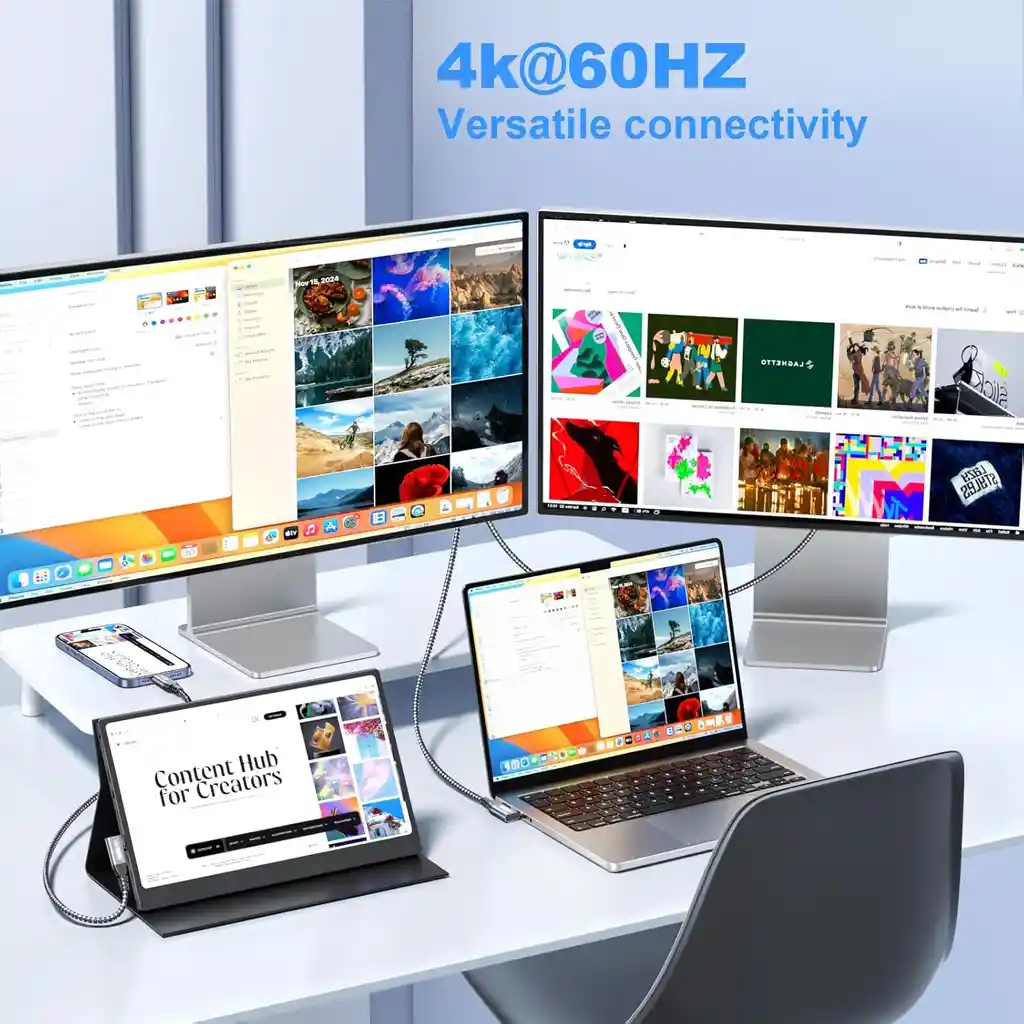 Cable Usb C Salida Video 4k Monitor Portatil Carga 100w