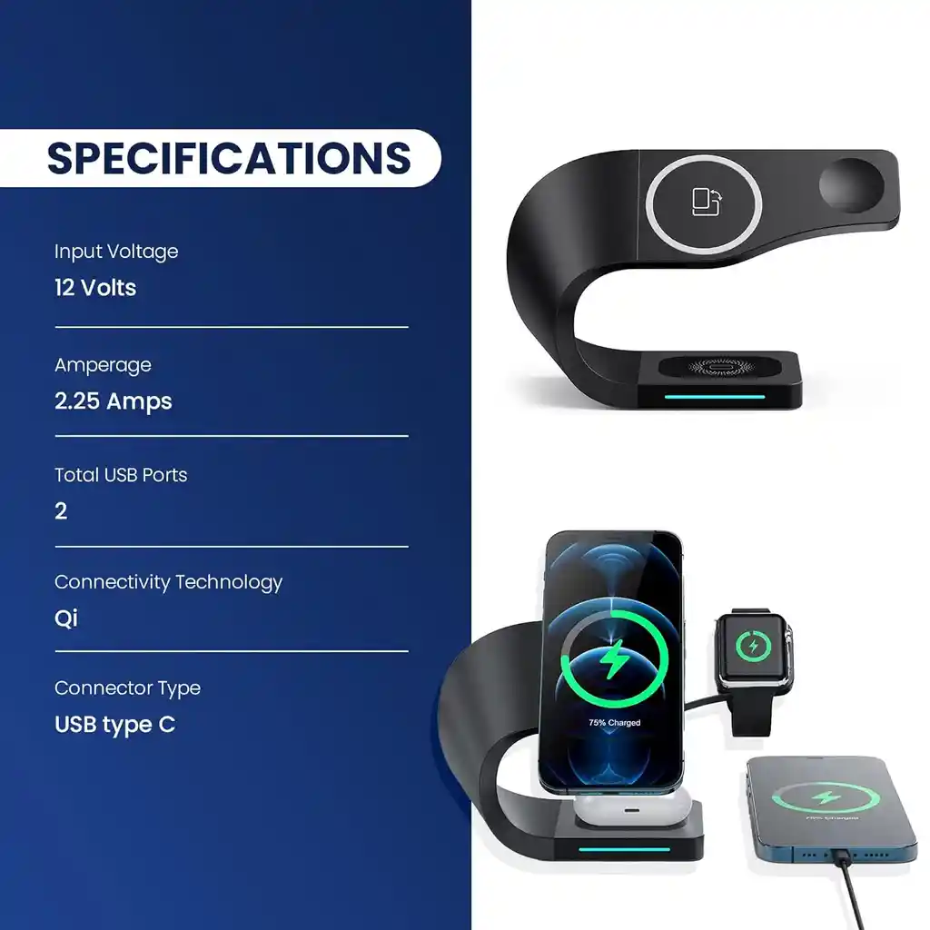 Cargador Inalámbrico 3 En 1 Compatible Con Iphone