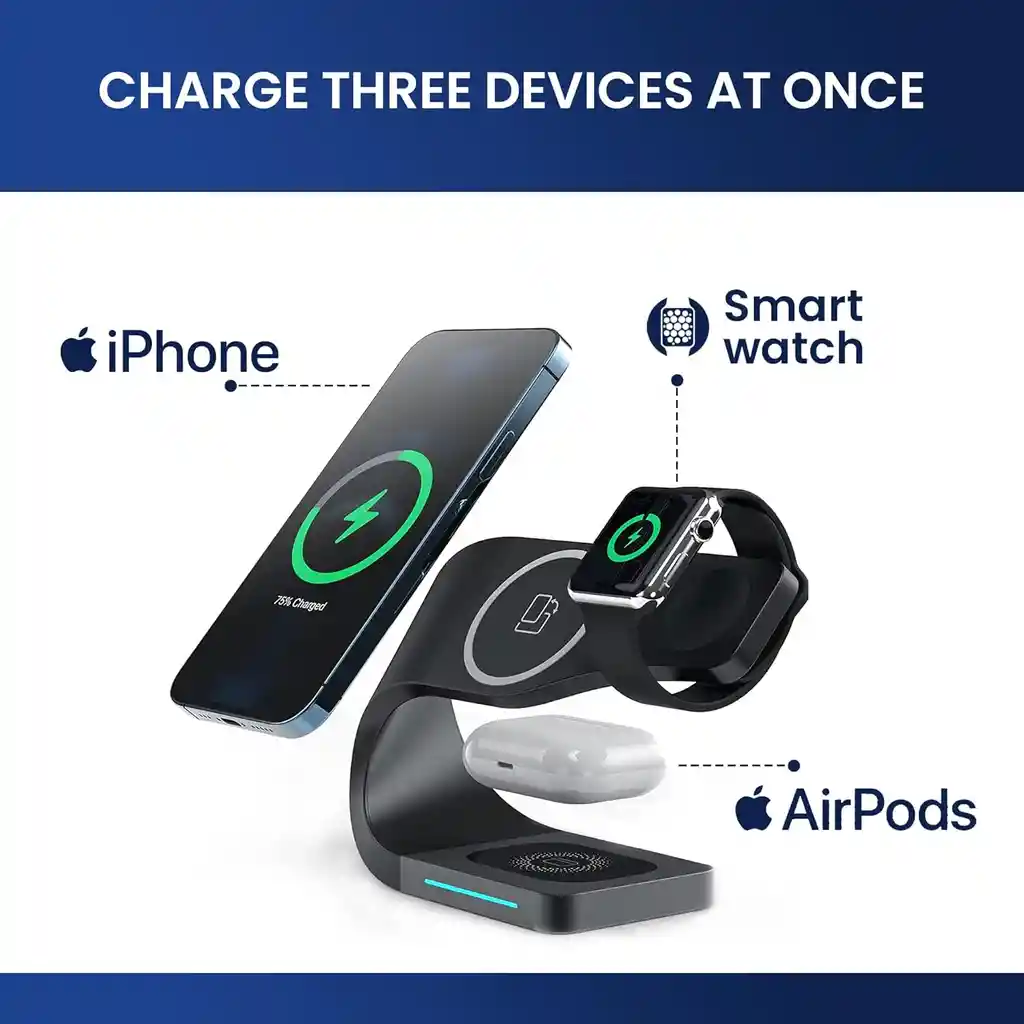 Cargador Inalámbrico 3 En 1 Compatible Con Iphone