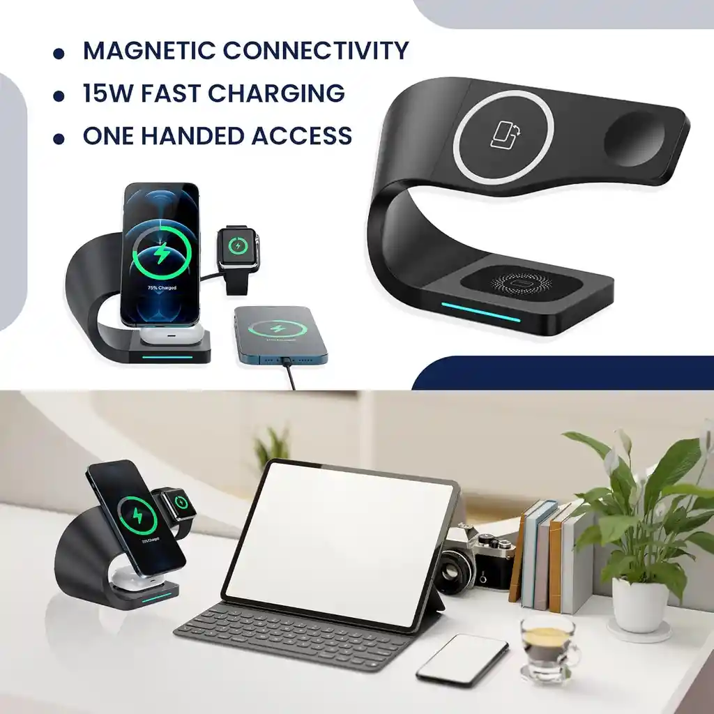 Cargador Inalámbrico 3 En 1 Compatible Con Iphone