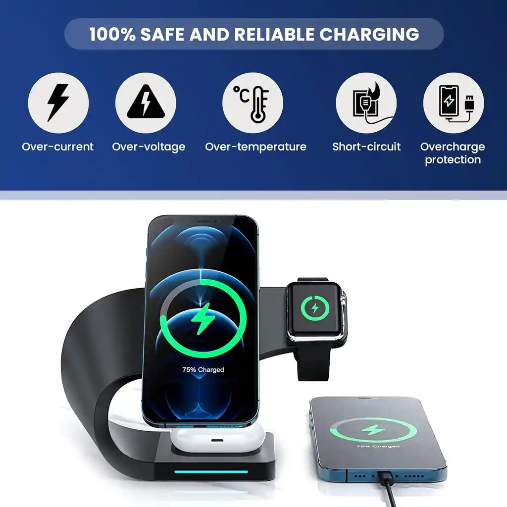 Cargador Inalámbrico 3 En 1 Compatible Con Iphone