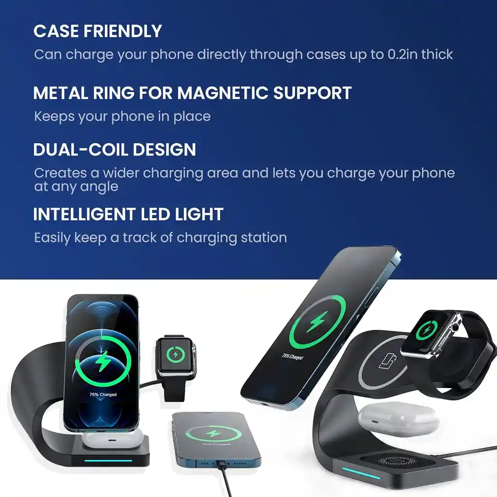 Cargador Inalámbrico 3 En 1 Compatible Con Iphone
