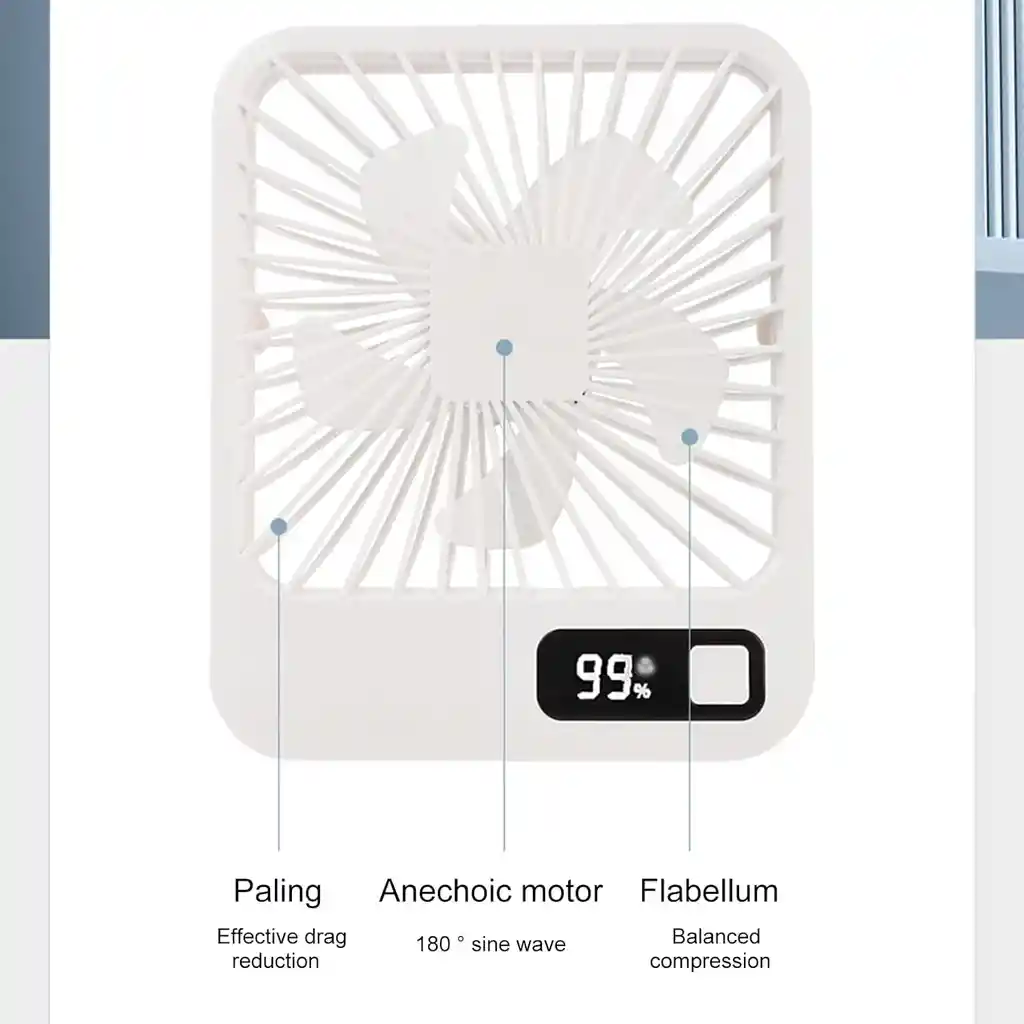 Ventilador De Escritorio Portátil, Recargable Por Usb Para El Hogar Y La Oficina