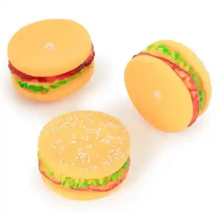 Juguete Masticable En Plastico Suave Con Sonido Para Mascota En Forma De Hamburguesa Para Perros Y Gatos