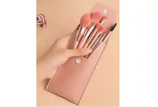Kit X 8 Mini Brochas Maquillaje Con Estuche