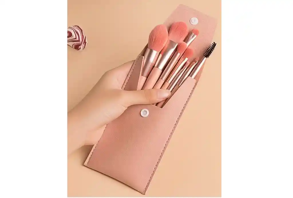 Kit X 8 Mini Brochas Maquillaje Con Estuche