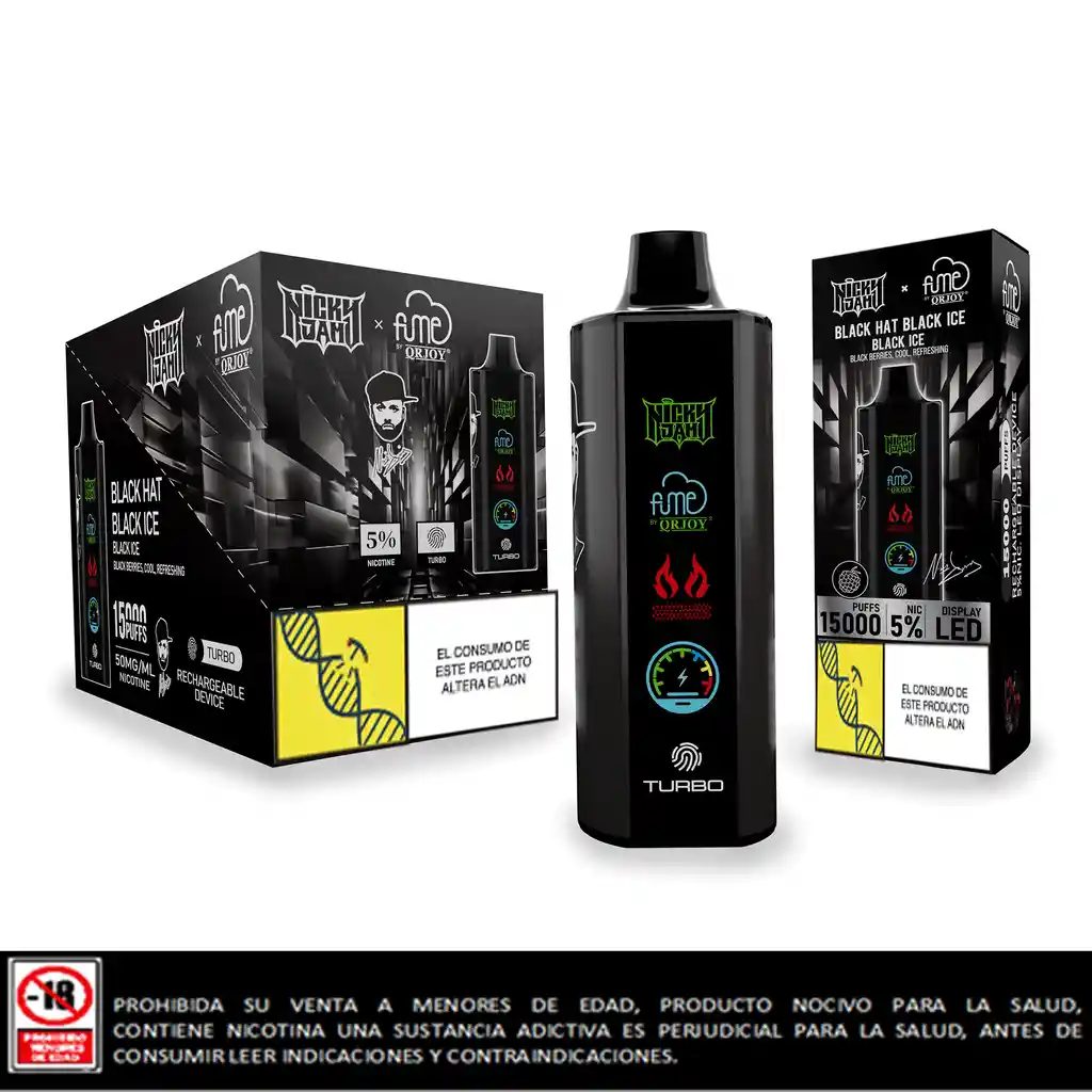 Fume Nicky Jam 15000 Puffs Black Hat Ice Black Ice