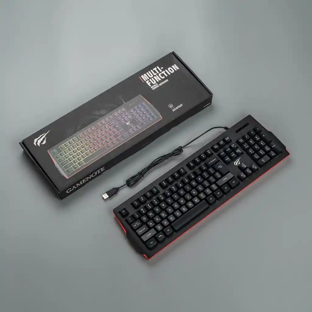Teclado Tipo Gamer Retro Iluminado Havit Kb866l / Color Negro / Tamaño Completo