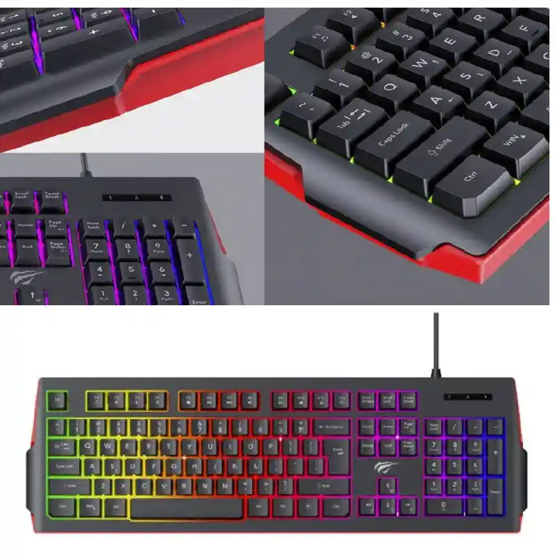 Teclado Tipo Gamer Retro Iluminado Havit Kb866l / Color Negro / Tamaño Completo