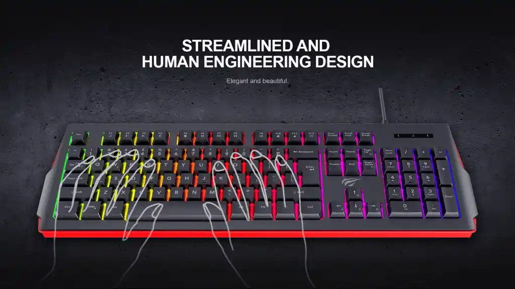 Teclado Tipo Gamer Retro Iluminado Havit Kb866l / Color Negro / Tamaño Completo