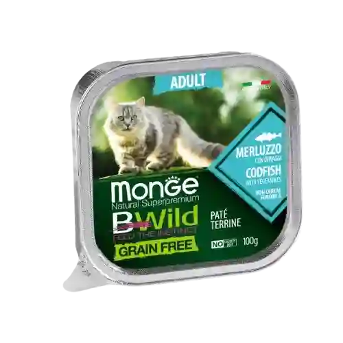 Monge Alimento Húmedo Bwild Cat Codfish Vegetable - 100 G