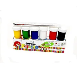 Tempera Payasito Caja X6 Colores Paleta Y Pincel