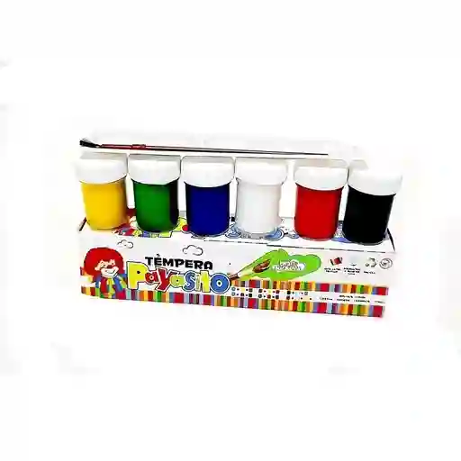 Tempera Payasito Caja X6 Colores Paleta Y Pincel