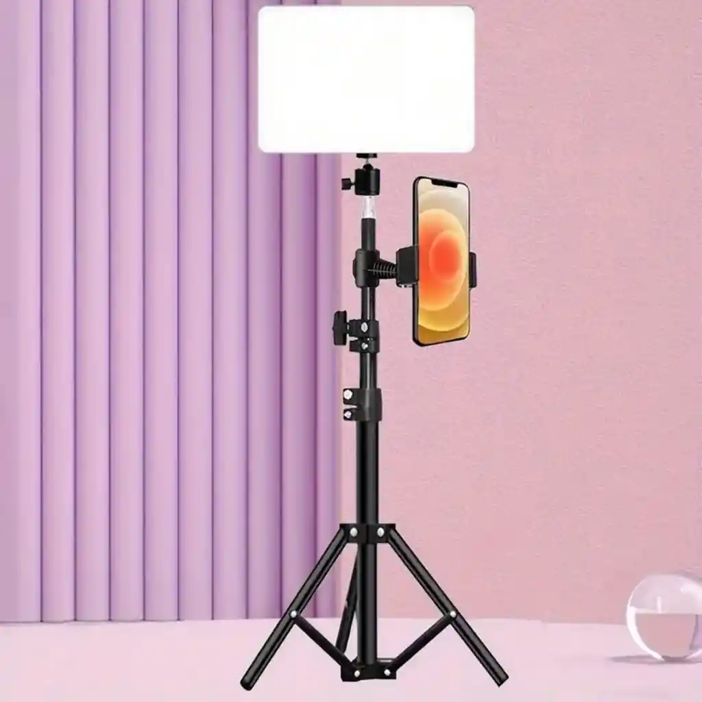 Luz De Panel Led Con Soporte O Tripode De Hierro Ajustable Hasta 1.1m Kit Creadores De Contenido