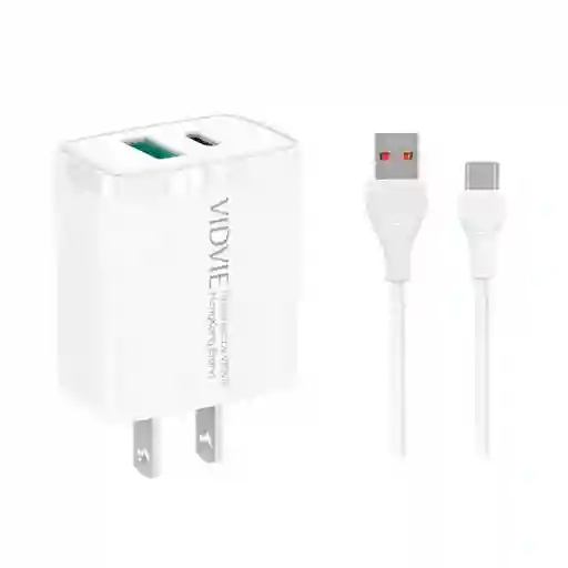 Kit Cargador Vidvie Plm-343 Usb A Tipo C 20 w