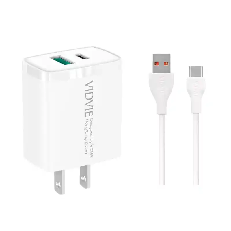 Kit Cargador Vidvie Plm-343 Usb A Tipo C 20 w