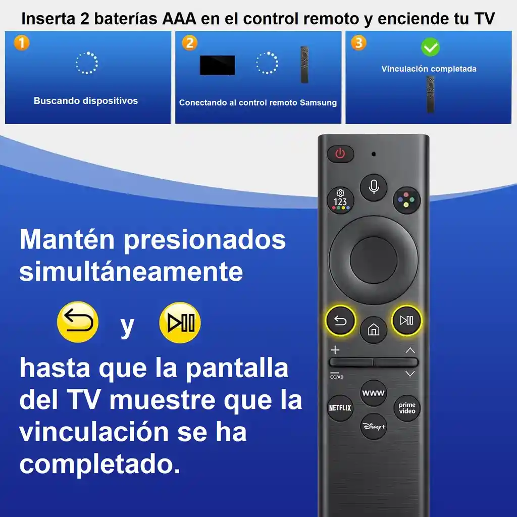 Control Para Tv Samsung Plano, Tecla Disney, Con Voz, Reemplaza Solar
